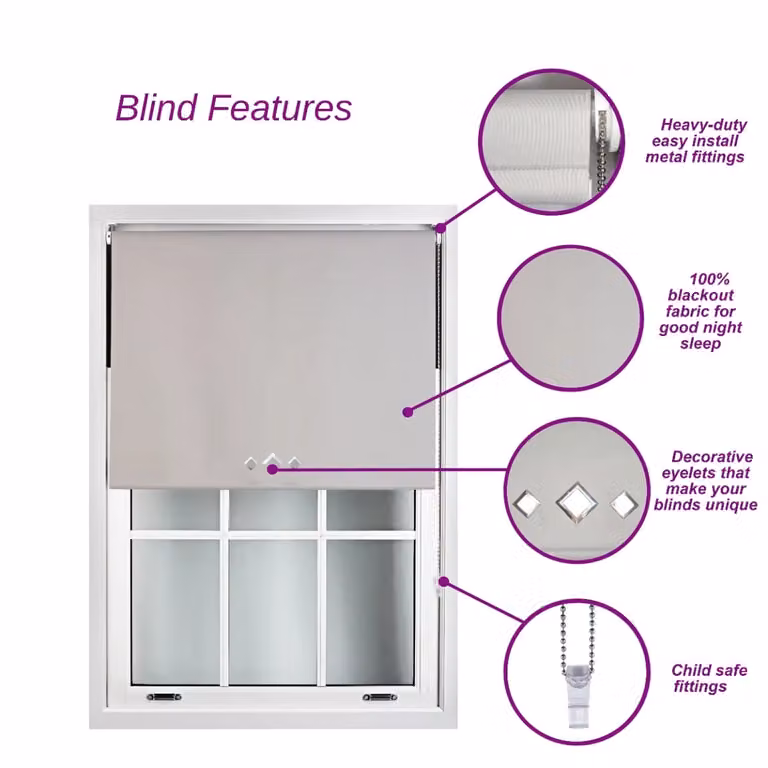 Blue Furnished Blackout Roller Blind with Thermal Insulation and UV Resistance, W: 75 cm, H: 210 cm