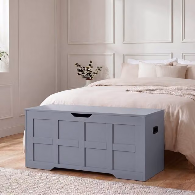 Vida Designs Large Rectangular Storage Ottoman in Grey