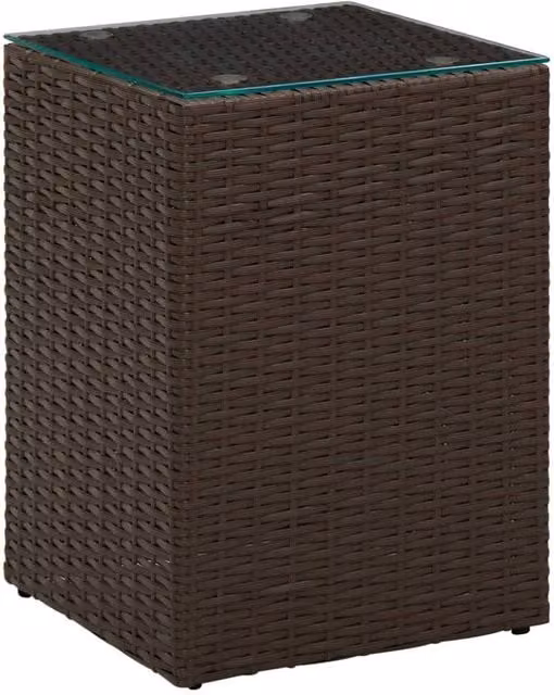 Berkfield Home Set of 3 Brown Poly Rattan Side Tables with Glass Tops