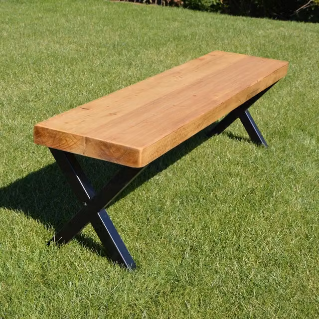 TRL Handmade Furniture Industrial Brown Hardwood Garden Bench, Width: 130 cm