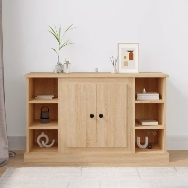 Berkfield Home Sonoma Oak Sideboard in Brown, W/D/H: 100 x 35.5 x 60 cm