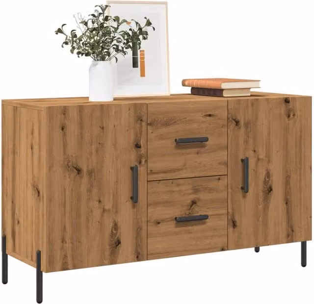 Berkfield Home Artisan Oak Sideboard in Brown, W/D/H: 100 x 36 x 60 cm