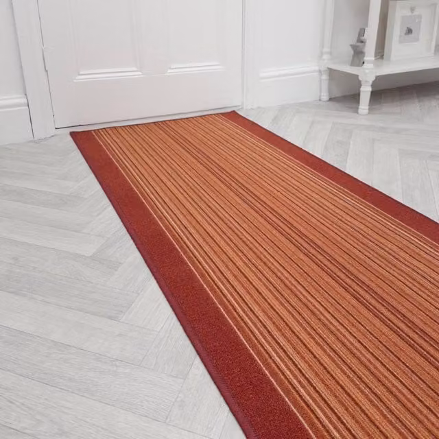 runrug Carnaby Hallway Runner Rug in Terracotta Orange, Non-Slip and Hardwearing, W/D: 100 x 180 cm
