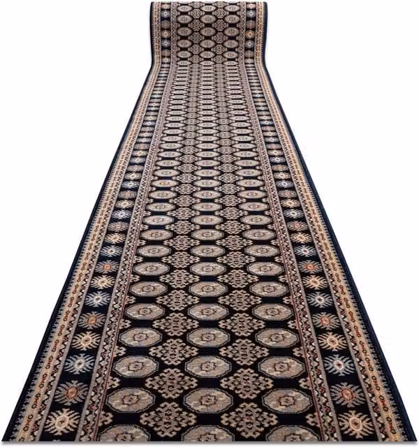RugsX Blue Wool Oriental Boho Square Rug, W/D/H: 100 x 100 x 1 cm