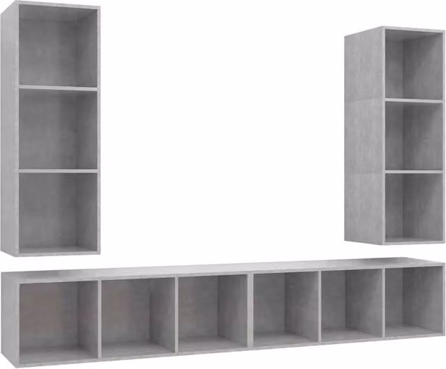 Berkfield Home Set of 4 Wall-mounted Living Room TV Cabinets in Matt Concrete Grey MDF