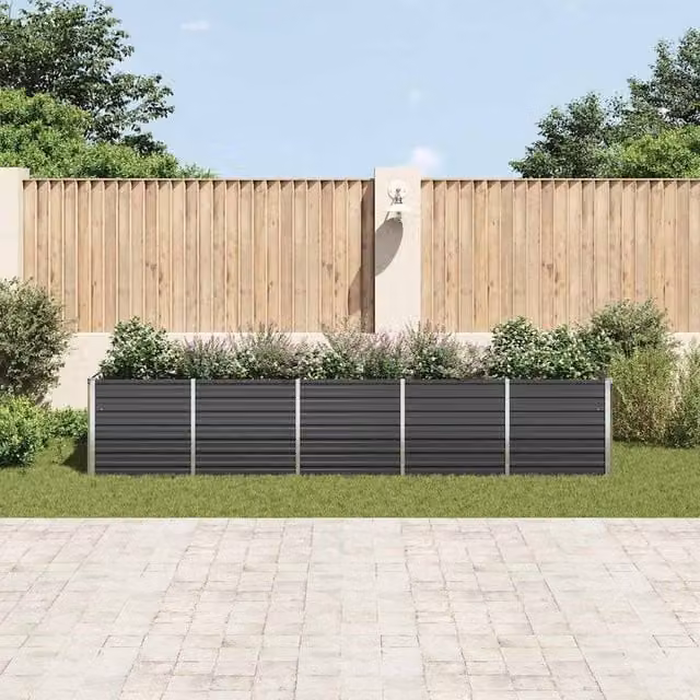 Berkfield Home Garden Galvanised Steel Raised Bed in Anthracite, W: 80 cm, D: 400 cm, H: 77 cm