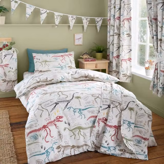 Happy Linen Company Reversible Animal Graphic Kids Duvet Cover and Pillowcase Set, Brown and White, Duvet Cover: 200 x 200 cm, Pillowcase: 50 x 75 cm