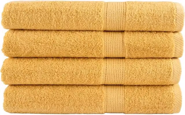 Berkfield Home SOLUND Premium Cotton Terry Towels, Gold, 4 Pack, W: 100 cm x L: 200 cm, 600gsm