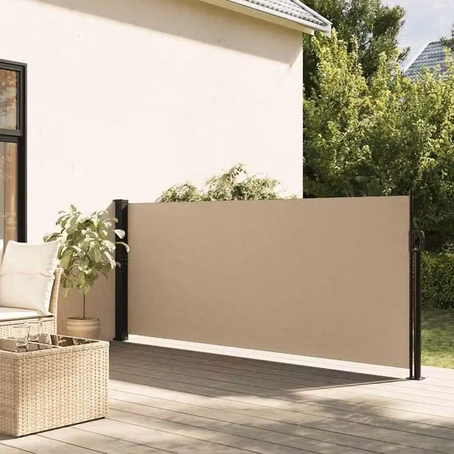 Berkfield Home Retractable Side Awning in Beige, Wall-Mounted Polyester Manual Pull Design for Balconies, Terraces and Gardens, W/H: 120 x 500 cm