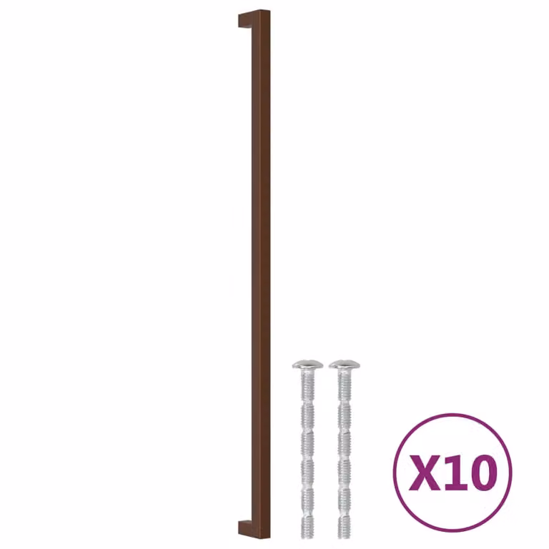 Berkfield Home 10 pack stainless steel bar cabinet handles in brown, 480 mm