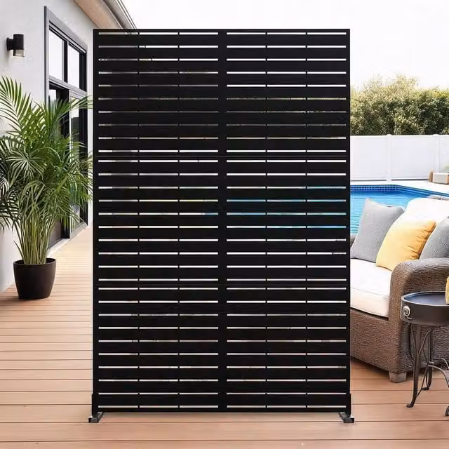London Boutique Black Metal Garden Privacy Screen and Freestanding Outdoor Divider, H: 180 cm x W: 40 cm