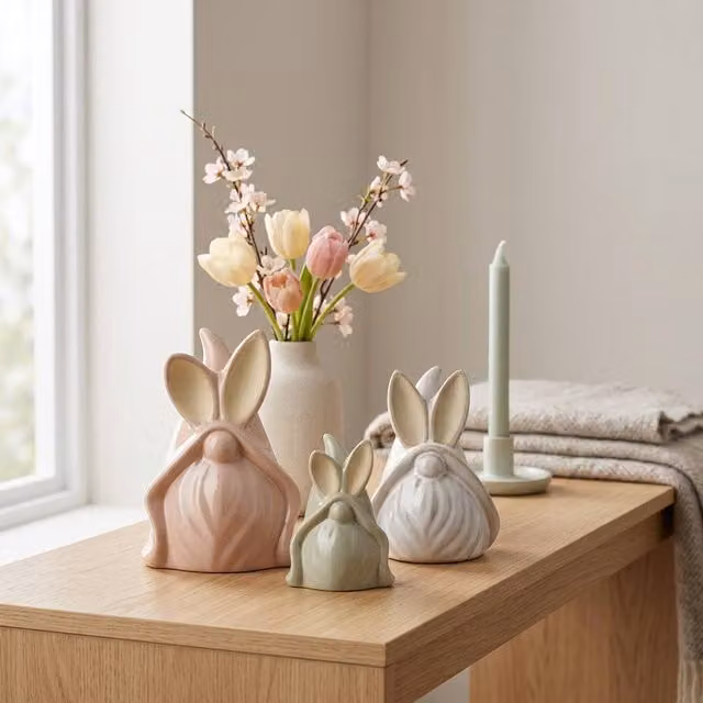 Garden Greatness Springtime Trio Rabbit Gonk Multicolour Ceramic Tabletop Decorations