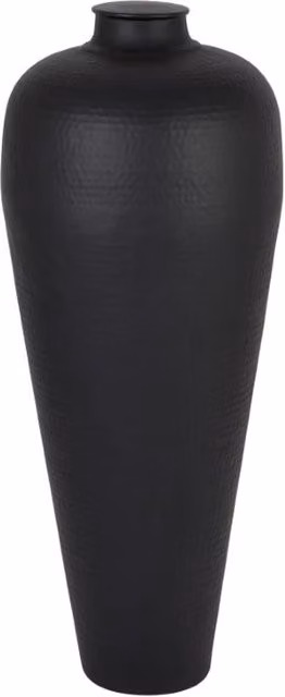Lemon Pavilion Furniture and Decor Large Hammered Metal Vase with Lid, Matt Black, W: 40 cm, D: 40 cm, H: 103 cm