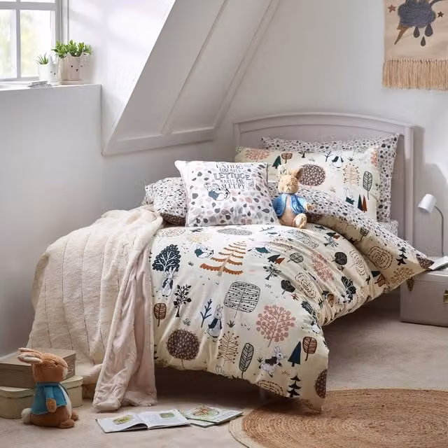 Make it a Home Peter Rabbit Scandi Woods Reversible Brushed Cotton Duvet Cover Set, Multicolour, W: 180 cm, H: 200 cm