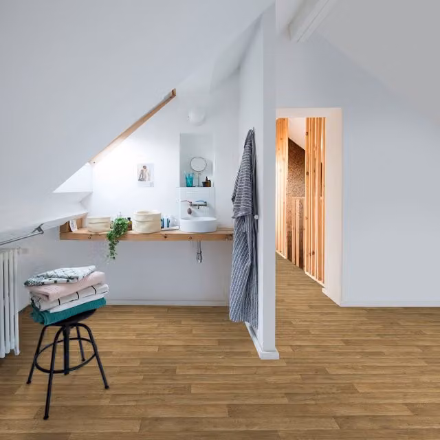 Komscape Brown Wood-Look Scandinavian Plank Plastic Flooring