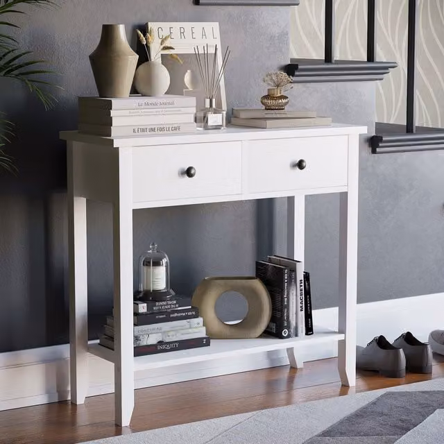 Vida Designs Windsor 2 Drawer Console Table in White