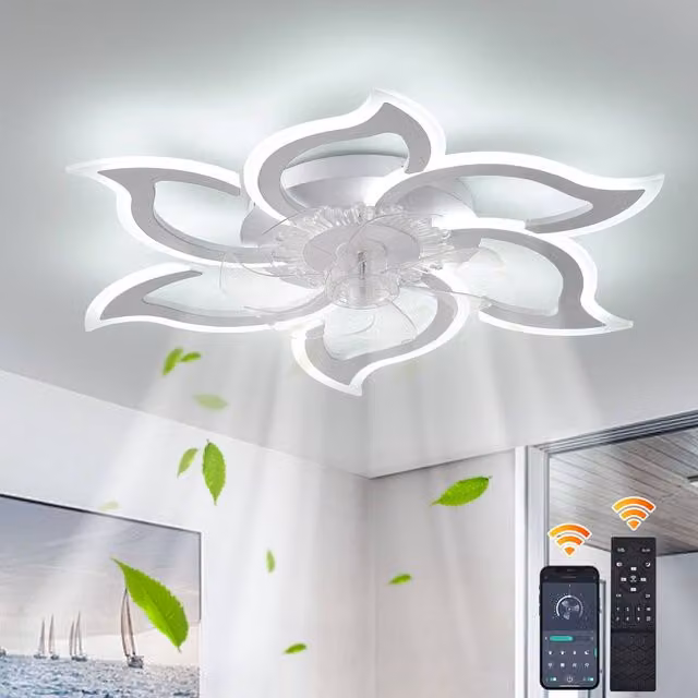 NIVOR 7 Blade Dimmable LED Reversible Ceiling Fan in White with Remote Control and App Control