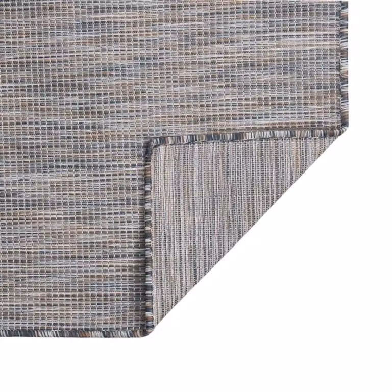 Berkfield Home Outdoor Flatweave Round Rug in Brown, Blue and Black, Diameter: 100 cm