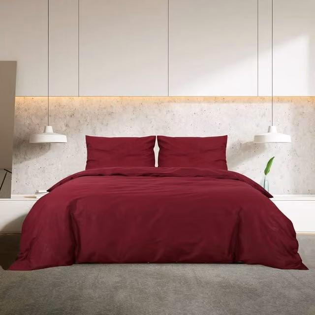 Berkfield Home Elegant Duvet Cover Set in Red Bordeaux, Microfibre, 200 x 200 cm