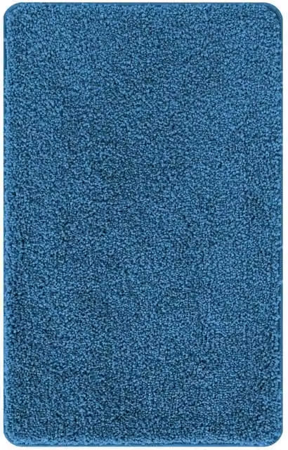Berkfield Home Non-Slip Rectangular Blue Polyester Bath Mat W: 60 cm, D: 90 cm