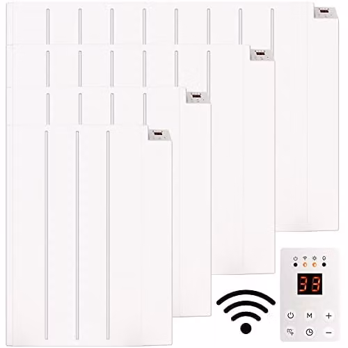 Mylek Smart WiFi Electric Panel Heater Radiator in White, 1500W, with App Control and Convector Function, W/H: 68 x 58 cm