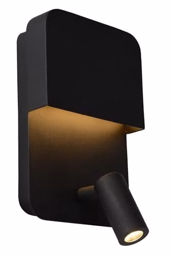Lucide Boxer Modern Adjustable LED Wall Light in Black