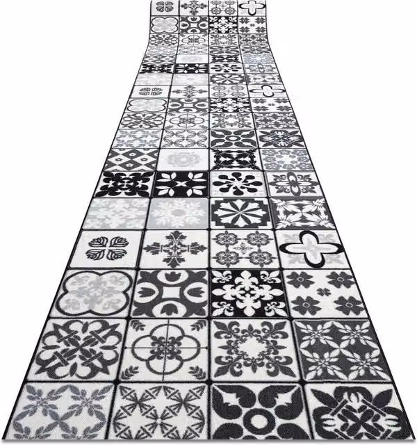 RugsX Anti-Slip Grey Patchwork Runner, W/D: 133 x 140 cm