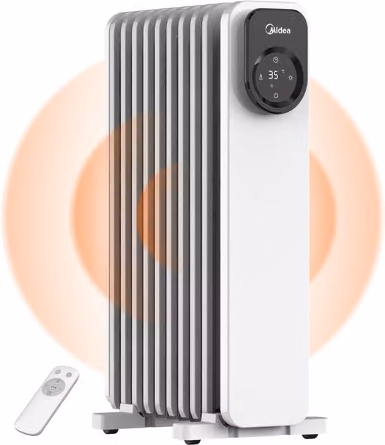 Livingandhome Freestanding Fan Heater with Remote Control, Overheat Protection and Sleep Mode, White