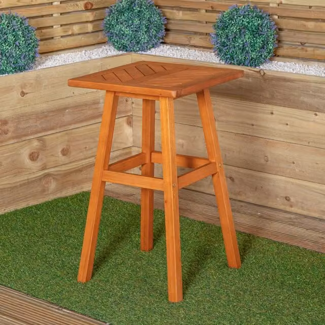 Samuel Alexander Kapalua Brown Wooden Slatted Outdoor Garden Side Table W/D/H: 73 x 45 x 45 cm