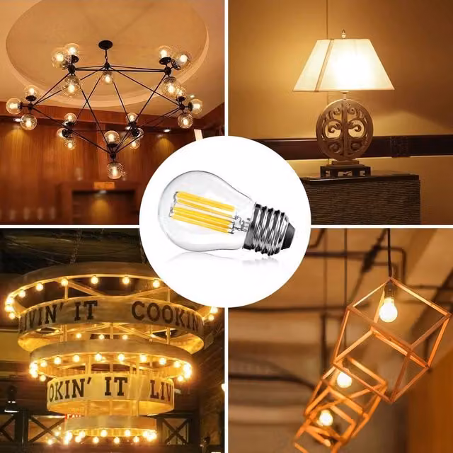 VOGREX 12 Pack Dimmable 4W LED Globe Filament Light Bulbs, Warm White, E27, Transparent