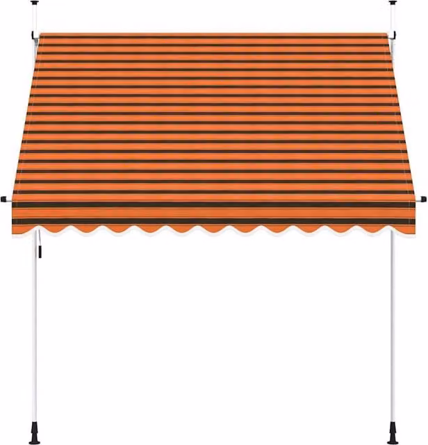 Berkfield Home Manual Retractable Folding Arm Awning in Orange and Brown Striped Polyester with Steel Frame, W/D/H: 250 x 120 x 250 cm