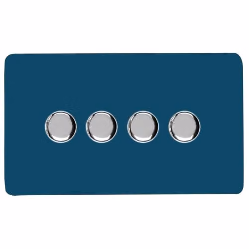 Trendi Switch 4 Gang 1 or 2 Way 150w Rotary LED Dimmer Light Switch in Midnight Blue