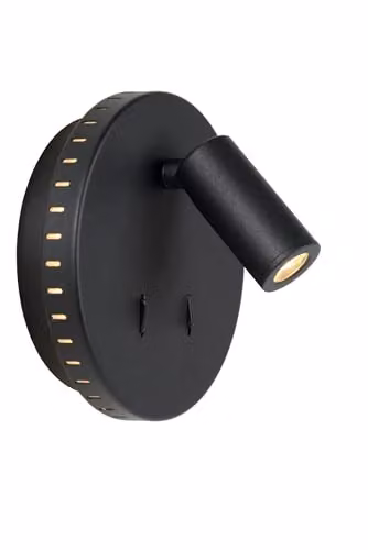 Lucide Bentjer Modern Adjustable LED Reading Wall Light, Black, Ø 14 cm