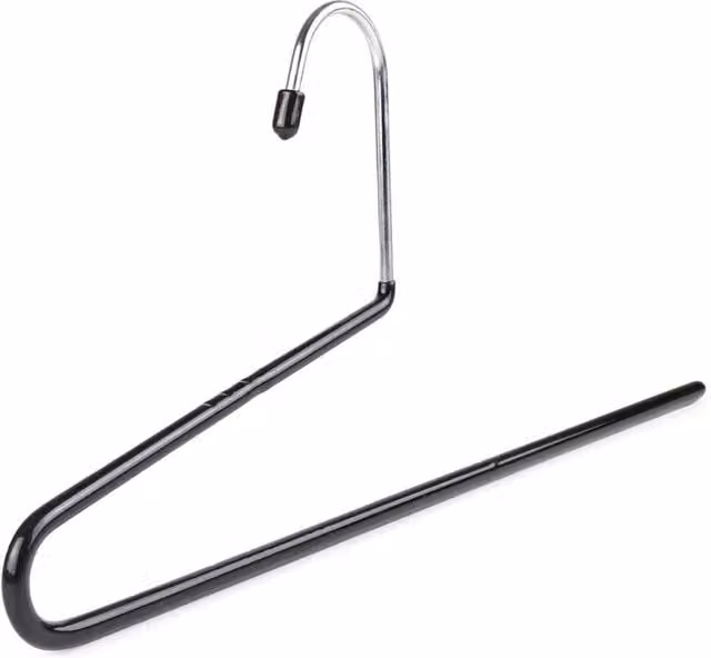 PAWNORA Non-Slip Metal Trouser Bar Coat Hangers with Rubber Grip, Black, W: 20 cm, D: 34 cm, H: 34 cm