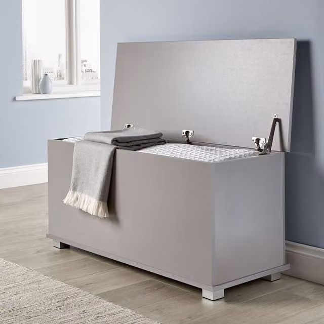 Home Source Malmo Modern Ottoman Storage Chest Unit in Grey
