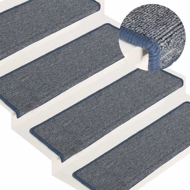 Berkfield Home Self-Adhesive Carpet Stair Treads, 15 Piece Set in Purple and Blue, W: 65 cm, D: 21 cm, H: 4 cm