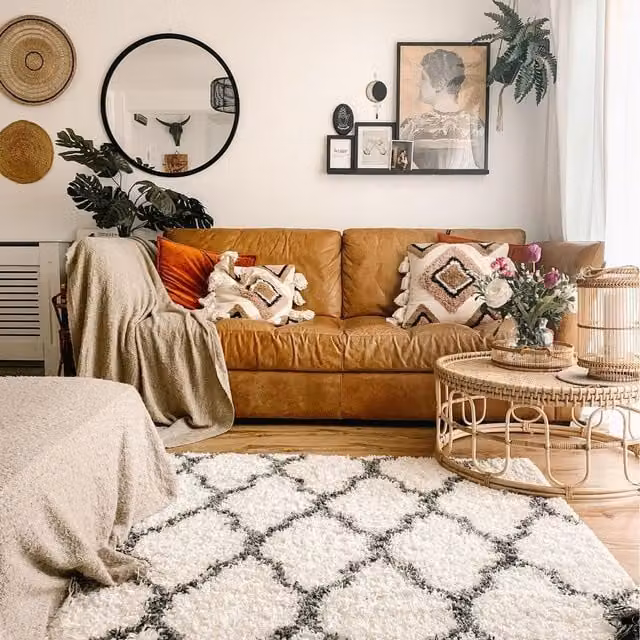 The Rug House Super Soft Scandi Trellis Shaggy Area Rug in Beige and White, W: 160 cm, D: 110 cm