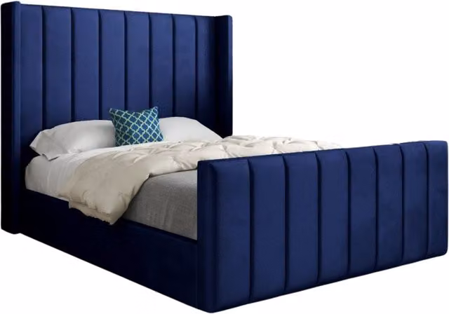 Casani Blue Velvet Upholstered Designer Bed Frame W/D/H: 120 x 200 cm