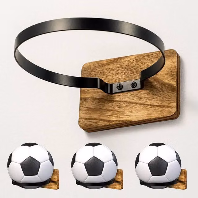 EONLION 4-Piece Wall Mounted Ball Storage Holder in Black
