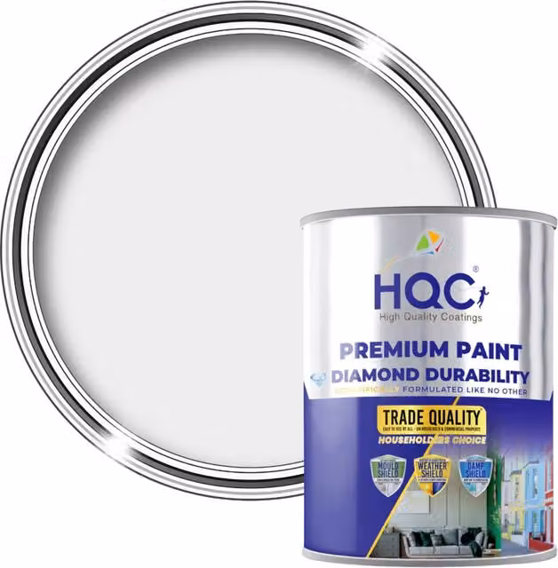 HQC PAINTS Mould Resistant Water Based Matt Kitchen Dispersion Paint in Light Grey, 10 l
