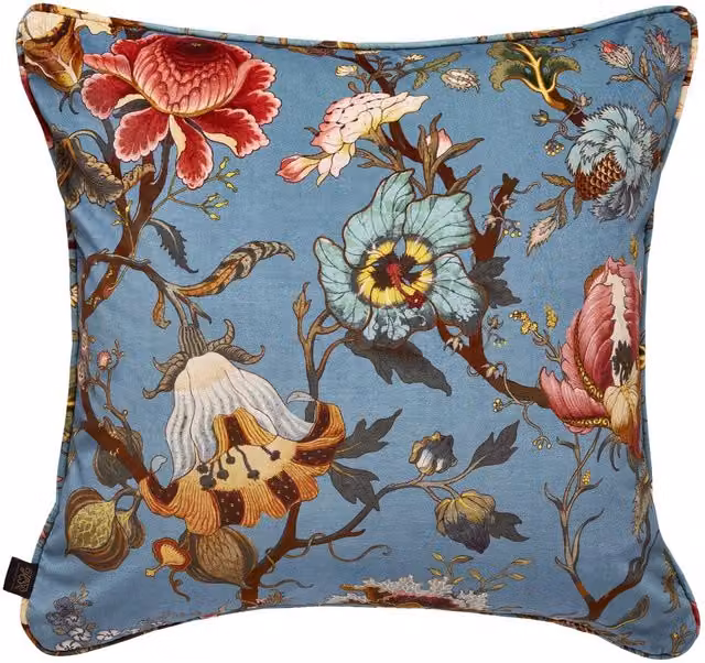 House of Hackney Artemis Large Square Velvet Cushion in Azure Blue, W/D/H: 60 x 60 x 60 cm