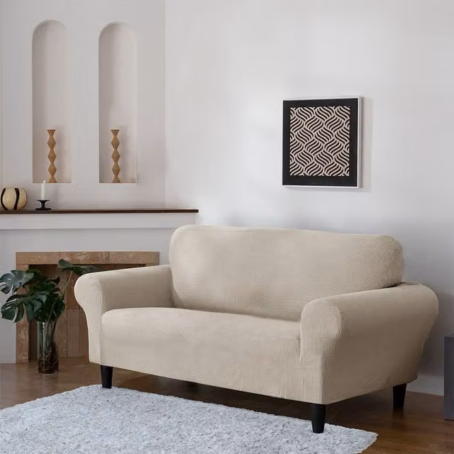 Home Republic Beige Stretch Elastic Sofa Cover