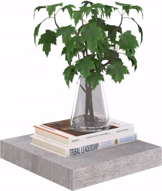 Berkfield Home Set of 4 Durable Floating Wall Shelves in Concrete Grey, MDF and Metal, W/D/H: 23.5 x 23.5 x 3.8 cm