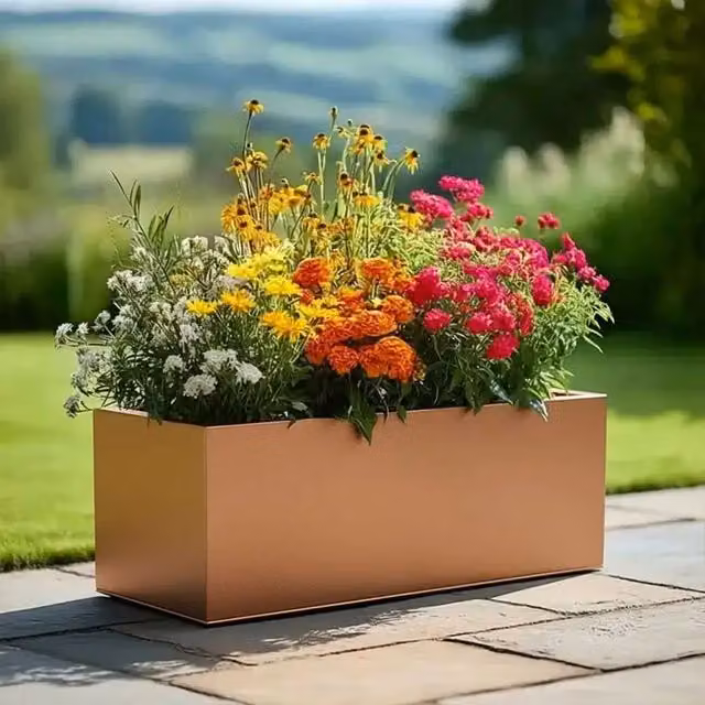Access Garden Products Brown Galvanised Steel Copper Trough Planter Window Box, Width: 70 cm