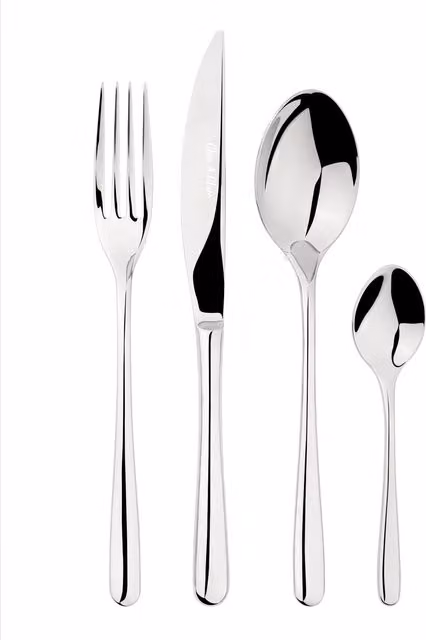 Glim & Glam Sphere 24-Piece Polished Stainless Steel 18/8 Cutlery Set in Silver