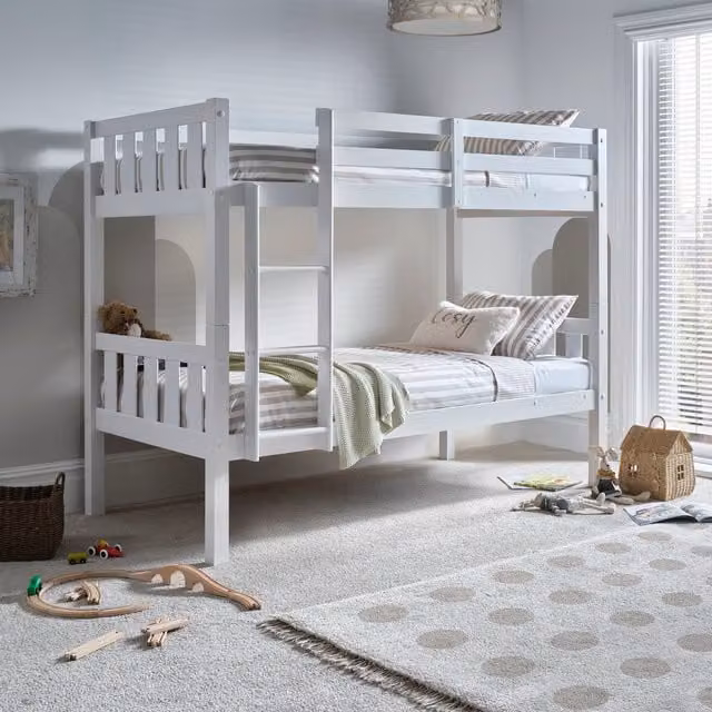 Bedmaster Icon White Wooden Bunk Bed with Pocket Mattresses for Children