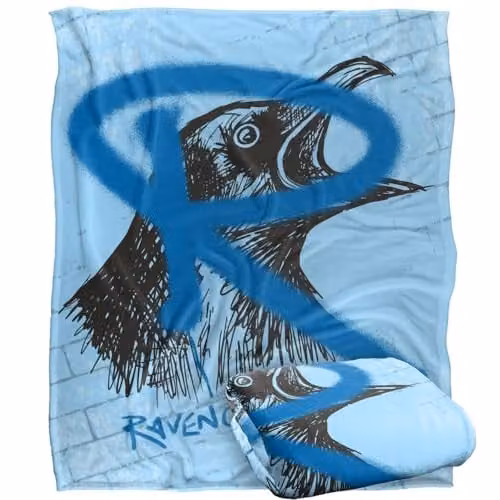 Warner Brothers Harry Potter Ravenclaw Graffiti Fleece Blanket, Multicolour and White, W: 152 cm, D: 127 cm