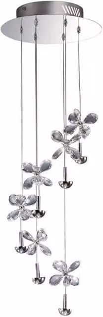 Netlighting Aviva 6 Light LED Ceiling Cluster Pendant in Chrome and Grey Crystal