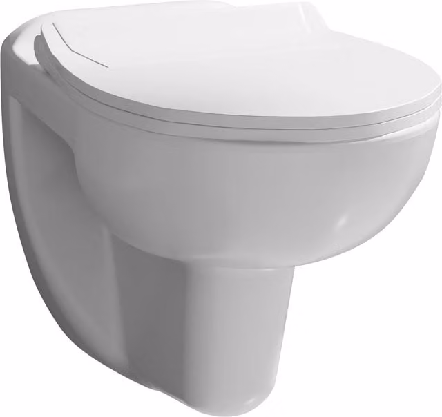 Balterley Adley Wall Hung Rimless Ceramic Toilet Pan with Soft Close Seat, White, W: 53.5 cm