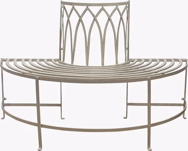 Perch & Parrow Thyme Outdoor Garden Bench in Weathered White Powder Coated Steel